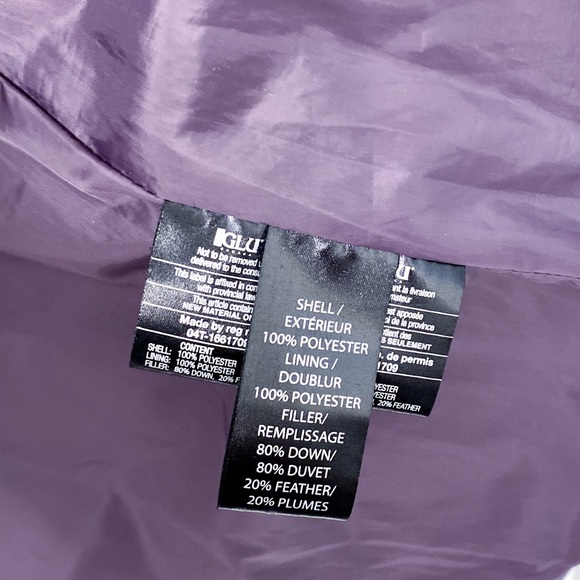 Purple Light-weight Down Coat with Real Fur Trimmed Hood Size XS IGLU Canada - Picture 10 of 12